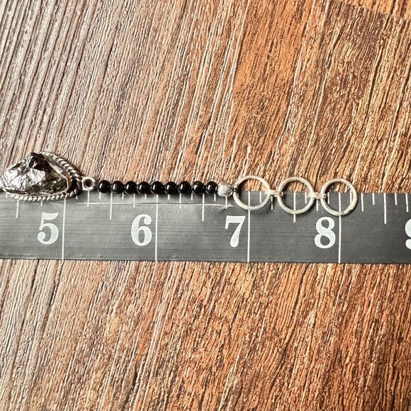 Vintage Meteorite & Black Spinel Bracelet 7" - 8" in Sterling Silver D’Joy NIB - Picture 13 of 14